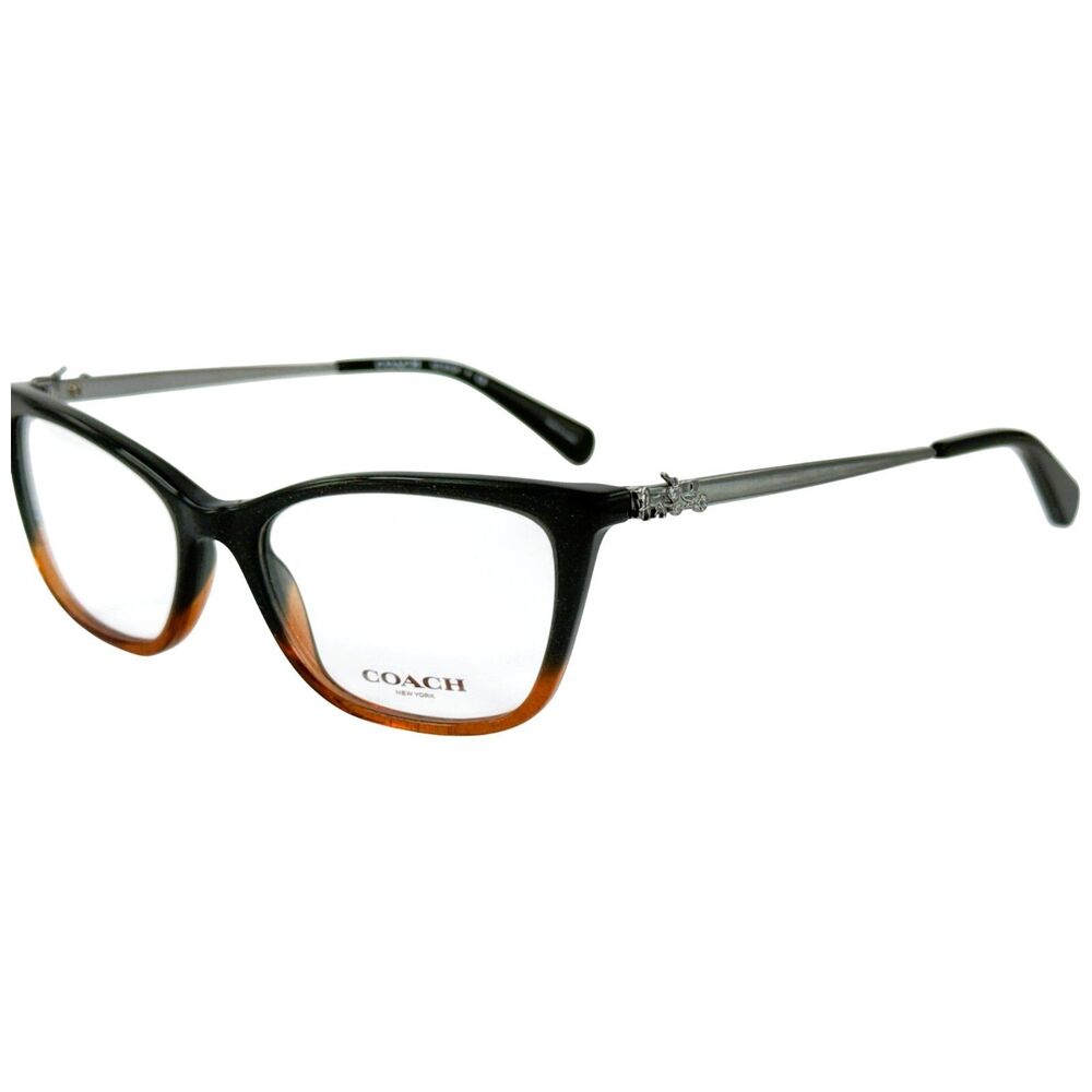 Coach HC6107 Womens Plastic Eyeglass Frame 5475 Black Amber Glitter 52-17 w Case